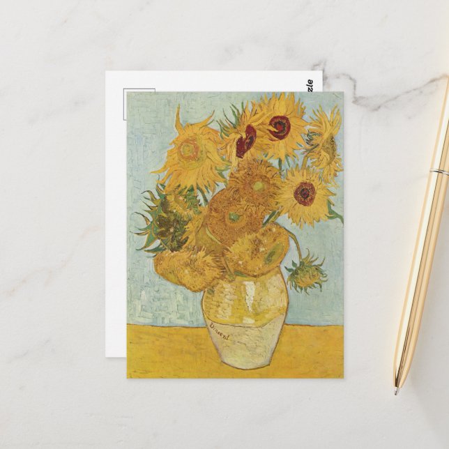 Vincent Van Gogh - Sonnenblumen, dritte Version Postkarte (Vorderseite/Rückseite Beispiel)