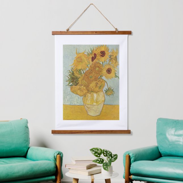 Vincent Van Gogh - Sonnenblumen, dritte Version Wandteppich Mit Holzrahmen (Wohnzimmer)