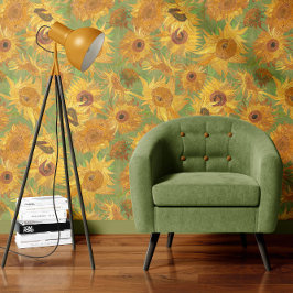 Vincent Van Gogh Sonnenblumen Grün Gelb Tapete