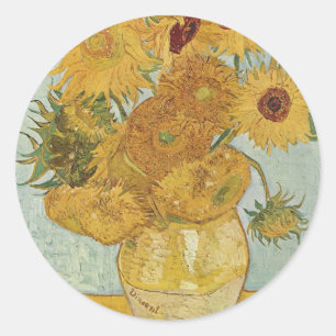 Vincent Van Gogh - Sonnenblumen - Reizende Blumenk Runder Aufkleber