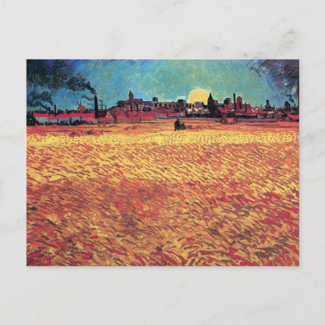 Vincent Van Gogh - Sonnenuntergang auf Weizenfelde Postkarte (Vorderseite)