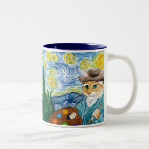 Vincent van Gogh, Starry Nachtspoof-Tasse Zweifarbige Tasse