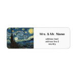 Vincent van Gogh, Starry Night<br><div class="desc">Vincent van Gogh,  Starry Night. Der berühmte Impressionismus der schönen Kunst. Adressetiketten für Zuhause,  Office und Business.</div>