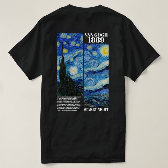 Vincent Van Gogh Starry Night 1889 Art T-Shirt (Design Rückseite)