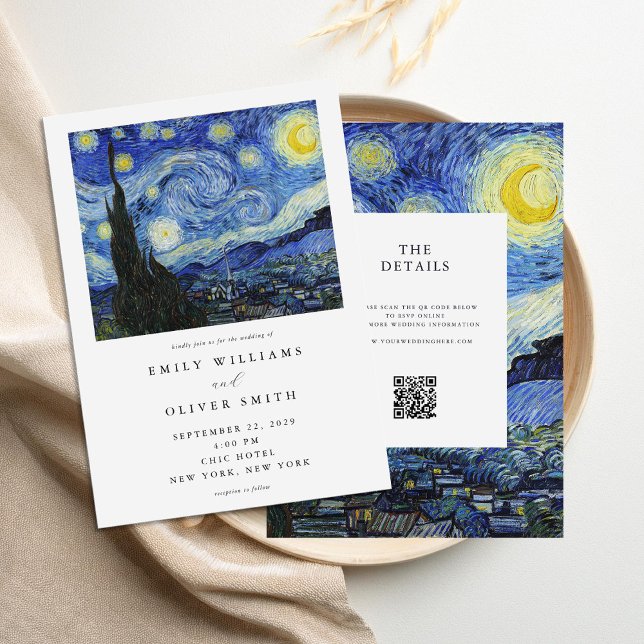 Vincent Van Gogh Starry Night All in One Wedding Einladung (Von Creator hochgeladen)