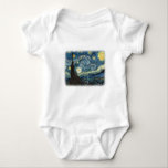 Vincent van Gogh, Starry Night. Berühmte Kunst. Baby Strampler<br><div class="desc">Vincent van Gogh,  Starry Night. Berühmtes Post-Impressionismus,  kunstvolle Öllandschaft Malerei. Berühmte dunkelblaue Sterne und gelbe Swirl-Sterne mit Bürgerhäusern darunter.</div>