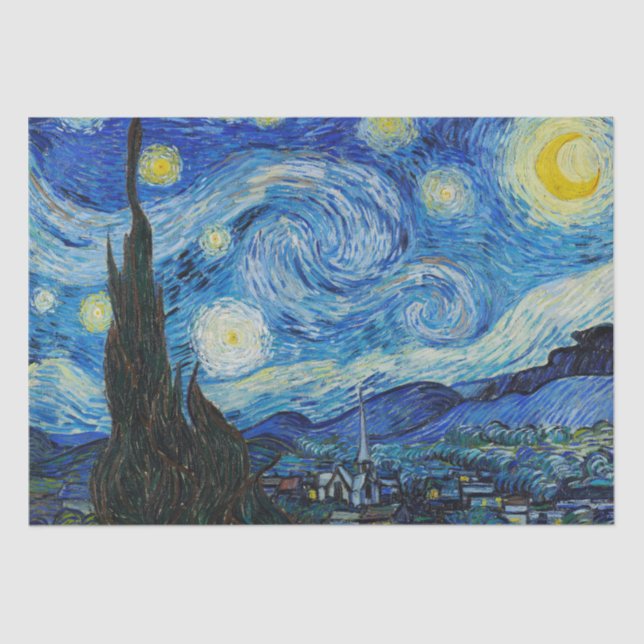 Vincent Van Gogh Starry Night Blue Yellow Seidenpapier (Vorderseite)