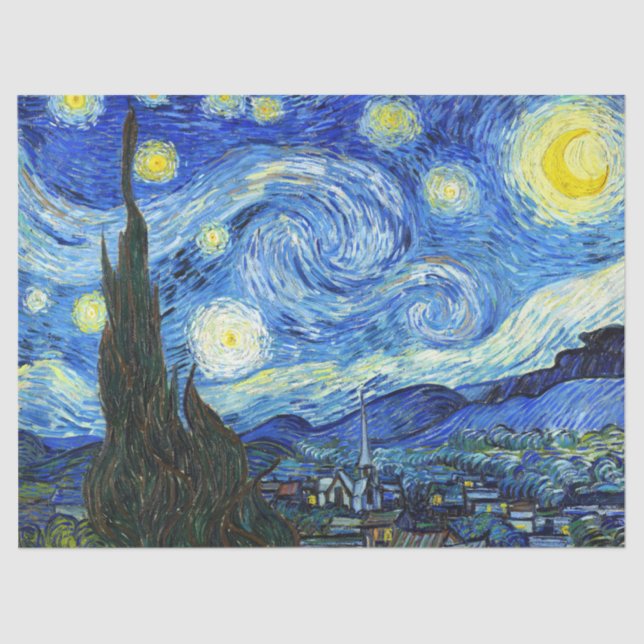 Vincent Van Gogh Starry Night Blue Yellow Seidenpapier (Vorderseite)