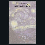 Vincent van Gogh - Starry Night Briefpapier<br><div class="desc">Die Starry Night (1889) von Vincent van Gogh ist ein Vintager Post-Impressionismus der Kunstlandschaft Landschaftsmalerei. Der Blick auf eine Stadt in einem Tal bei Nacht mit den Wolken, den Sternen und einem schönen goldgelben Halbmond. Es wurde im Laufe des Tages aus der Erinnerung gemalt und ist van Goghs bekanntestes Gemälde....</div>