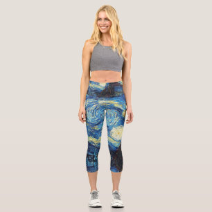 Vincent Van Gogh: Starry Night Bright Yellow Capri Leggings