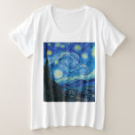 Vincent Van Gogh - Starry Night Große Größe T-Shirt<br><div class="desc">Vincent Van Gogh - Starry Night</div>