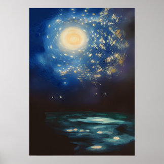 Vincent Van Gogh Starry Night im Ozean Poster