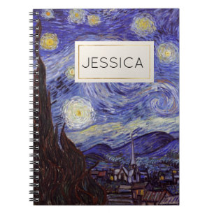 Vincent Van Gogh Starry Night Individuelle Name Notizblock