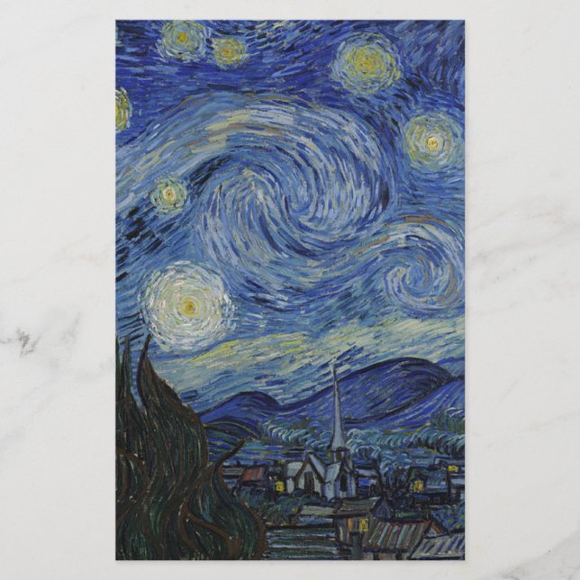 Vincent Van Gogh - Starry Night. Malerei Briefpapier (Vorderseite)