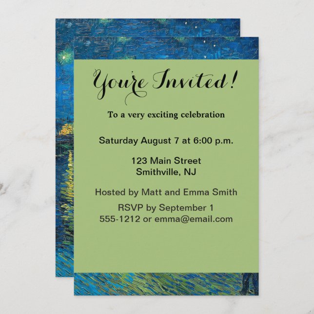 Vincent Van Gogh Starry Night Over the Rhone Einladung (Vorne/Hinten)