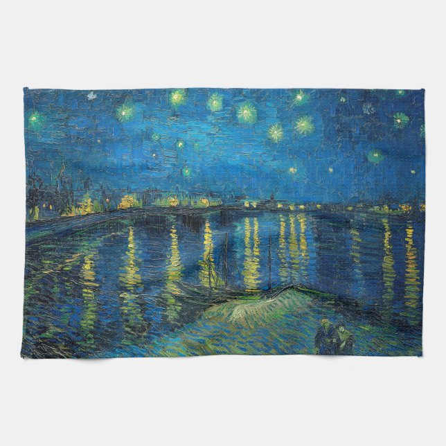 Vincent Van Gogh Starry Night Over the Rhone Geschirrtuch (Horizontal)