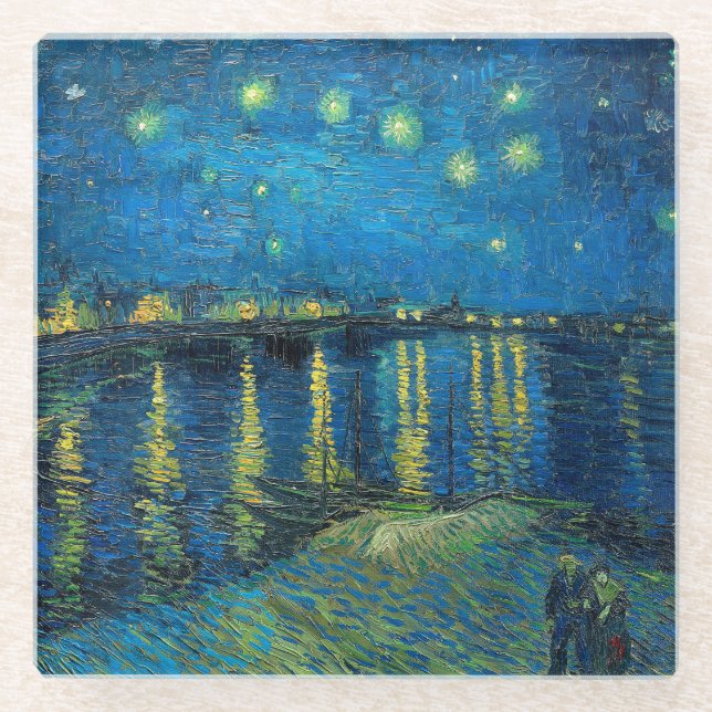 Vincent Van Gogh Starry Night Over the Rhone Glasuntersetzer (Vorderseite)