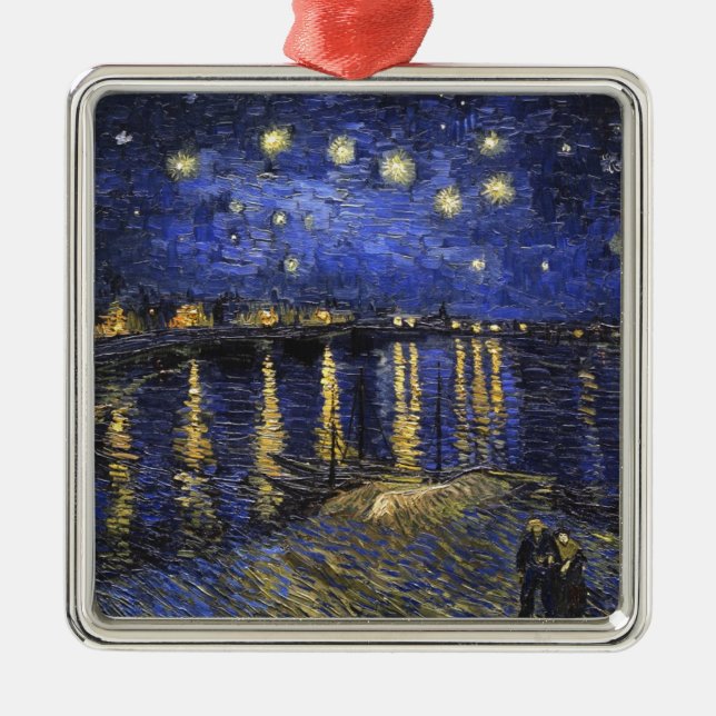 Vincent van Gogh Starry Night Over The Rhone Ornament Aus Metall (Vorne)