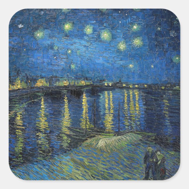Vincent van Gogh - Starry Night Over the Rhone Quadratischer Aufkleber (Vorderseite)