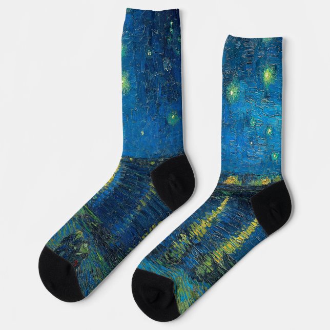 Vincent Van Gogh Starry Night Over the Rhone Socken (Linkes Detail)