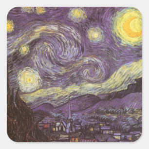 Vincent van Gogh - Starry Night Quadratischer Aufkleber