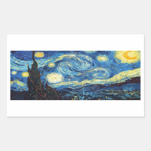 Vincent Van Gogh - Starry Night Rechteckiger Aufkleber
