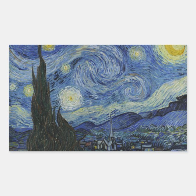 Vincent van Gogh - Starry Night Rechteckiger Aufkleber (Vorderseite)