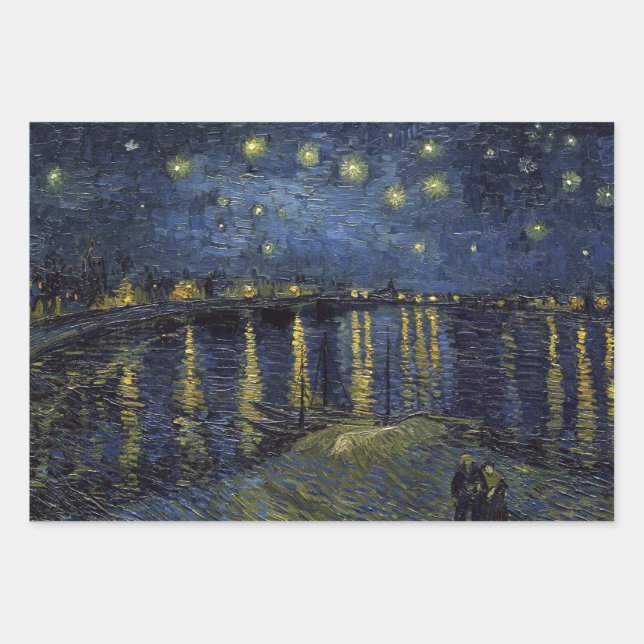 Vincent van Gogh Starry Night über die Rhone Wrapp Geschenkpapier Set (Vorderseite)