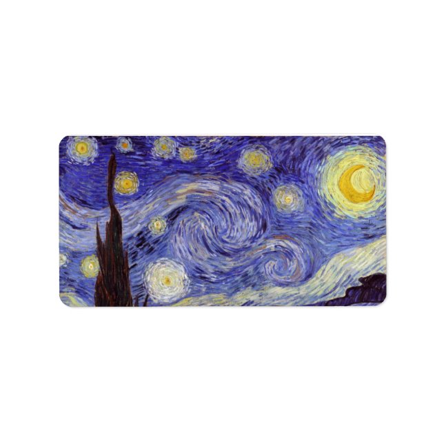 Vincent Van Gogh Starry Night Vintag Kunstkunst Adressaufkleber (Vorne)