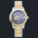 Vincent Van Gogh Starry Night Vintag Kunstkunst Armbanduhr<br><div class="desc">Vincent van Gogh Starry Night Fine Art Painting Starry Night ist ein Gemälde des niederländischen post-impressionistischen Künstlers Vincent van Gogh. Der blaue Nachthimmel ist voll von wirbelnden Wolken, Sternen und einem hellen Halbmond. Seit 1941 ist es in der ständigen Sammlung des Museums für moderne Kunst in New York City. Das...</div>