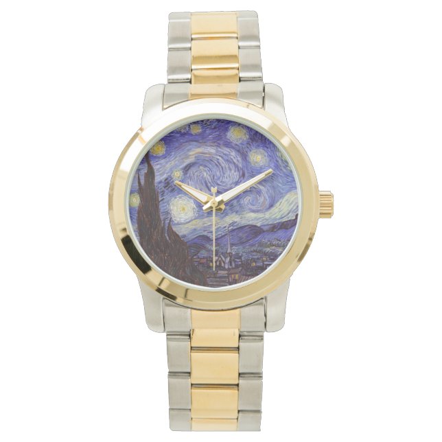 Vincent Van Gogh Starry Night Vintag Kunstkunst Armbanduhr (Vorderseite)