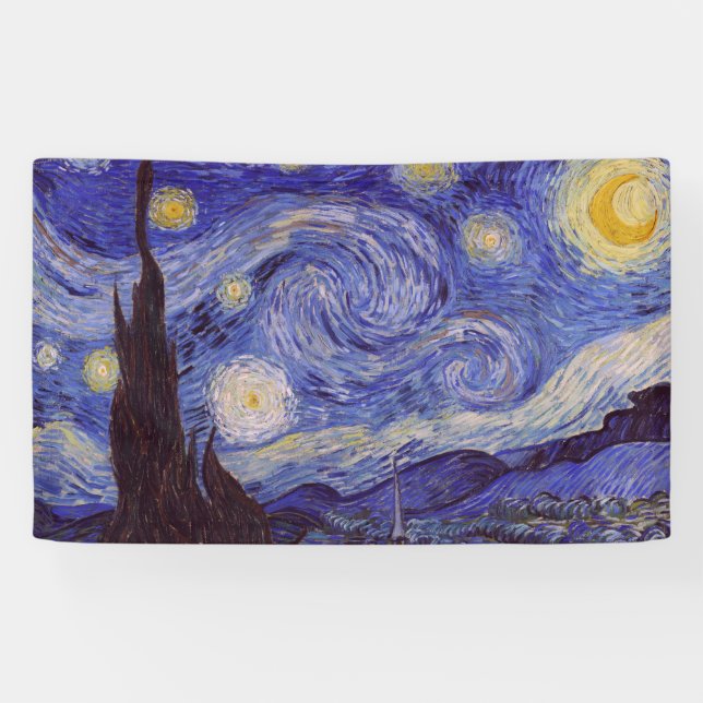 Vincent Van Gogh Starry Night Vintag Kunstkunst Banner (Horizontal)