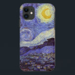 Vincent Van Gogh Starry Night Vintag Kunstkunst iPhone 11 Hülle<br><div class="desc">Vincent van Gogh Starry Night Fine Art Painting Starry Night ist ein Gemälde des niederländischen post-impressionistischen Künstlers Vincent van Gogh. Der blaue Nachthimmel ist voll von wirbelnden Wolken, Sternen und einem hellen Halbmond. Die Sternennacht ist die einzige Nacht in der Serie von Ausblicken aus seinem Schlafzimmerfenster. Bewegung: Post-Impressionismus. Schöne, kunstvoll...</div>