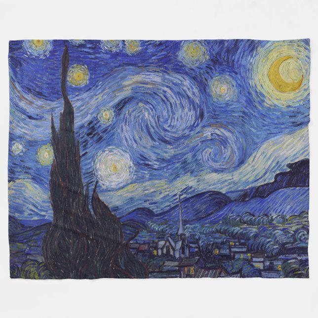 Vincent Van Gogh Starry Night Vintag Kunstkunst Fleecedecke (Vorderseite (Horizontal))