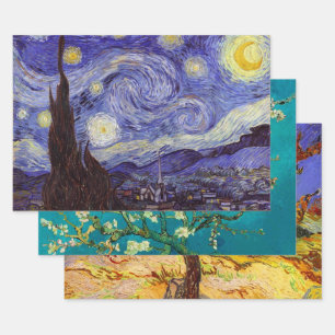 Vincent Van Gogh Starry Night Vintag Kunstkunst Geschenkpapier Set
