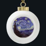 Vincent Van Gogh Starry Night Vintag Kunstkunst Keramik Kugel-Ornament<br><div class="desc">Vincent van Gogh Starry Night Fine Art Painting Starry Night ist ein Gemälde des niederländischen post-impressionistischen Künstlers Vincent van Gogh. Der blaue Nachthimmel ist voll von wirbelnden Wolken, Sternen und einem hellen Halbmond. Die Sternennacht ist die einzige Nacht in der Serie von Ausblicken aus seinem Schlafzimmerfenster. Bewegung: Post-Impressionismus. Schöne, kunstvoll...</div>