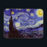 Vincent Van Gogh Starry Night Vintag Kunstkunst Magnet<br><div class="desc">Vincent van Gogh Starry Night Fine Art Painting Starry Night ist ein Gemälde des niederländischen post-impressionistischen Künstlers Vincent van Gogh. Der blaue Nachthimmel ist voll von wirbelnden Wolken, Sternen und einem hellen Halbmond. Die Sternennacht ist die einzige Nacht in der Serie von Ausblicken aus seinem Schlafzimmerfenster. Bewegung: Post-Impressionismus. Schöne, kunstvoll...</div>