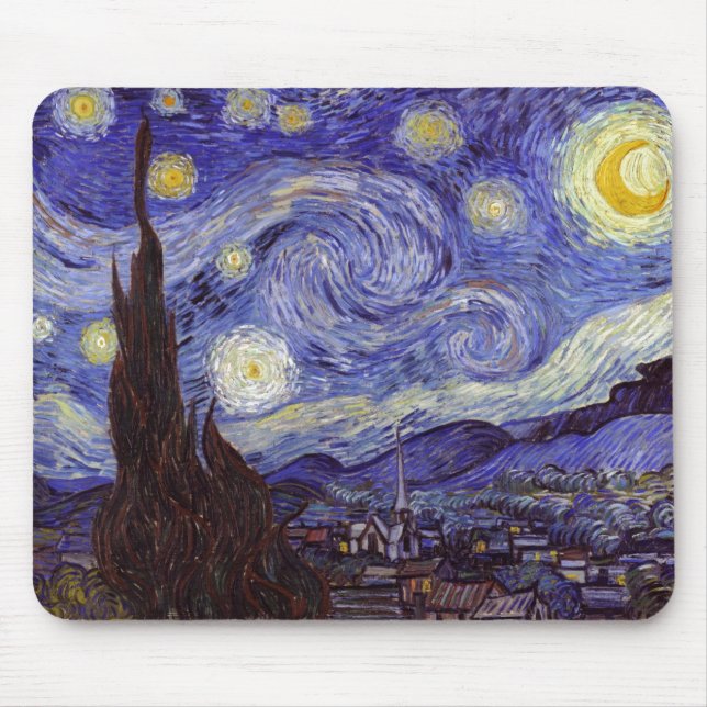 Vincent Van Gogh Starry Night Vintag Kunstkunst Mousepad (Vorne)