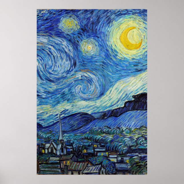 Vincent Van Gogh Starry Night Vintag Kunstkunst Poster (Vorne)