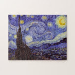 Vincent Van Gogh Starry Night Vintag Kunstkunst Puzzle<br><div class="desc">Vincent van Gogh Starry Night Fine Art Painting Starry Night ist ein Gemälde des niederländischen Post-Impressionisten Vincent van Gogh. Der blaue Nachthimmel ist voll von wirbelnden Wolken, Sternen und einem hellen Halbmond. Die Sternennacht ist die einzige Nacht in der Serie von Ausblicken aus seinem Schlafzimmerfenster. Bewegung: Postimpressionismus. Schöne, kunstvoll dekorierte...</div>