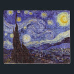 Vincent Van Gogh Starry Night Vintag Kunstkunst Puzzle<br><div class="desc">Vincent van Gogh Starry Night Fine Art Painting Starry Night ist ein Gemälde des niederländischen post-impressionistischen Künstlers Vincent van Gogh. Der blaue Nachthimmel ist voll von wirbelnden Wolken, Sternen und einem hellen Halbmond. Die Sternennacht ist die einzige Nacht in der Serie von Ausblicken aus seinem Schlafzimmerfenster. Bewegung: Post-Impressionismus. Schöne, kunstvoll...</div>
