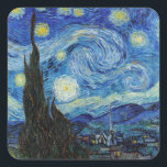 Vincent Van Gogh Starry Night Vintag Kunstkunst Quadratischer Aufkleber<br><div class="desc">Vincent Van Gogh Starry Night Vintag Fine Art Square Sticker</div>