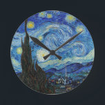 Vincent Van Gogh Starry Night Vintag Kunstkunst Runde Wanduhr<br><div class="desc">Vincent Van Gogh Starry Night Vintage Fine Art Round Clock</div>