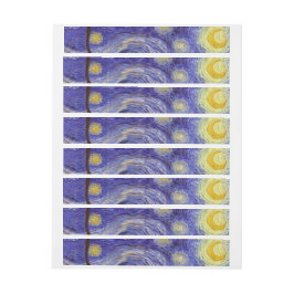 Vincent Van Gogh Starry Night Vintag Kunstkunst Rundum-Adressaufkleber