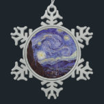 Vincent Van Gogh Starry Night Vintag Kunstkunst Schneeflocken Zinn-Ornament<br><div class="desc">Vincent van Gogh Starry Night Fine Art Painting Starry Night ist ein Gemälde des niederländischen post-impressionistischen Künstlers Vincent van Gogh. Der blaue Nachthimmel ist voll von wirbelnden Wolken, Sternen und einem hellen Halbmond. Die Sternennacht ist die einzige Nacht in der Serie von Ausblicken aus seinem Schlafzimmerfenster. Bewegung: Post-Impressionismus. Schöne, kunstvoll...</div>