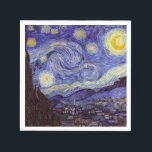 Vincent Van Gogh Starry Night Vintag Kunstkunst Serviette<br><div class="desc">Vincent van Gogh Starry Night Fine Art Painting Starry Night ist ein Gemälde des niederländischen post-impressionistischen Künstlers Vincent van Gogh. Der blaue Nachthimmel ist voll von wirbelnden Wolken, Sternen und einem hellen Halbmond. Die Sternennacht ist die einzige Nacht in der Serie von Ausblicken aus seinem Schlafzimmerfenster. Bewegung: Post-Impressionismus. Schöne, kunstvoll...</div>
