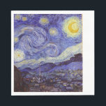 Vincent Van Gogh Starry Night Vintag Kunstkunst Serviette<br><div class="desc">Vincent van Gogh Starry Night Fine Art Painting Starry Night ist ein Gemälde des niederländischen post-impressionistischen Künstlers Vincent van Gogh. Der blaue Nachthimmel ist voll von wirbelnden Wolken, Sternen und einem hellen Halbmond. Die Sternennacht ist die einzige Nacht in der Serie von Ausblicken aus seinem Schlafzimmerfenster. Bewegung: Post-Impressionismus. Schöne, kunstvoll...</div>