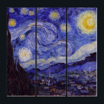 Vincent Van Gogh Starry Night Vintag Kunstkunst Triptychon<br><div class="desc">Vincent van Gogh Starry Night Fine Art Painting Starry Night ist ein Gemälde des niederländischen post-impressionistischen Künstlers Vincent van Gogh. Der blaue Nachthimmel ist voll von wirbelnden Wolken, Sternen und einem hellen Halbmond. Die Sternennacht ist die einzige Nacht in der Serie von Ausblicken aus seinem Schlafzimmerfenster. Bewegung: Post-Impressionismus. Schöne, kunstvoll...</div>