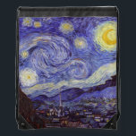 Vincent Van Gogh Starry Night Vintag Kunstkunst Turnbeutel<br><div class="desc">Vincent van Gogh Starry Night Fine Art Painting Starry Night ist ein Gemälde des niederländischen post-impressionistischen Künstlers Vincent van Gogh. Der blaue Nachthimmel ist voll von wirbelnden Wolken, Sternen und einem hellen Halbmond. Die Sternennacht ist die einzige Nacht in der Serie von Ausblicken aus seinem Schlafzimmerfenster. Bewegung: Post-Impressionismus. Schöne, kunstvoll...</div>
