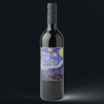 Vincent Van Gogh Starry Night Vintag Kunstkunst Weinetikett<br><div class="desc">Vincent van Gogh Starry Night Fine Art Painting Starry Night ist ein Gemälde des niederländischen post-impressionistischen Künstlers Vincent van Gogh. Der blaue Nachthimmel ist voll von wirbelnden Wolken, Sternen und einem hellen Halbmond. Die Sternennacht ist die einzige Nacht in der Serie von Ausblicken aus seinem Schlafzimmerfenster. Bewegung: Post-Impressionismus. Schöne, kunstvoll...</div>